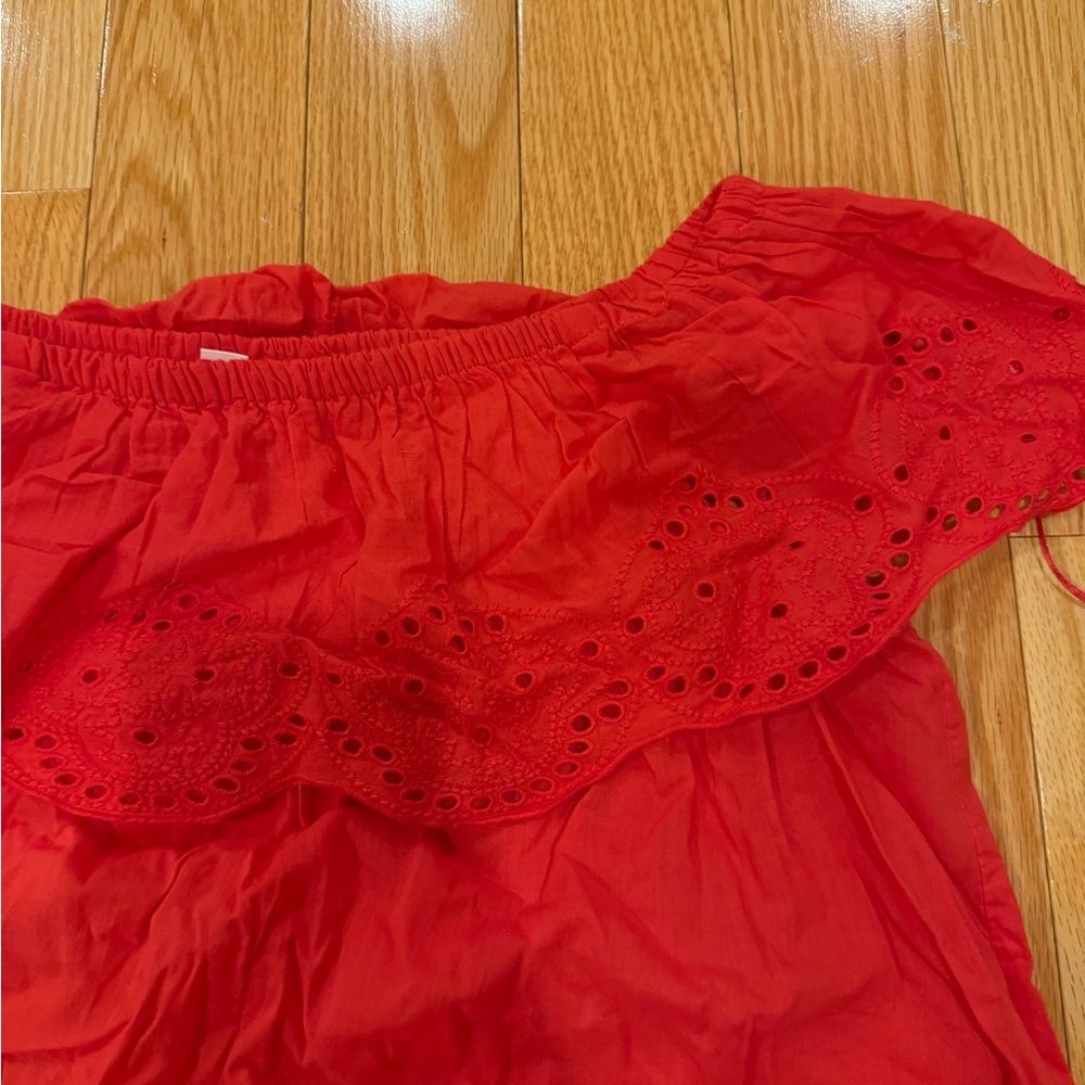 H&M Red Off-Shoulder Eyelet Ruffle Camisole - Picture 2 of 3
